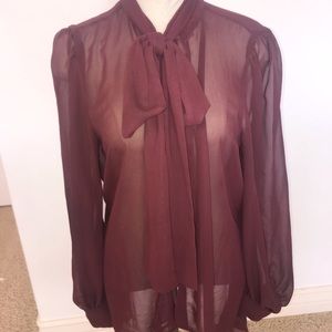 Sheer Pussy Bow Blouse